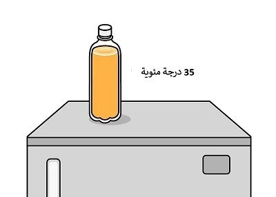 ضع الزجاجة في مكان دافئ للتخمير